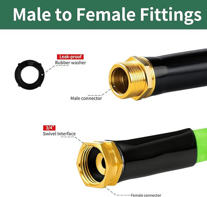 Garden Hose 50 FT,Non-Expanding,10 Functional Nozzles, Garden Hose Anti-Kink,Heavy Duty Flexible Water Hose 50 FT,Suitable for Outdoor, Yard, Lawn, Car Washing and Other Scenes.(green, 50ft)