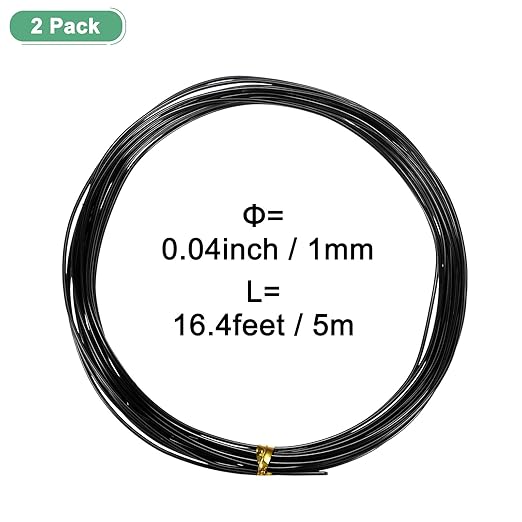 2-Rolls 1mm Bonsai Training Wire, 32.8 Feet Total Anodized Aluminum Bonsai Wires for Bonsai Tree Shaping/Branches Fixing/Trunk Holding/DIY Crafting [16.4ft Each, Black]