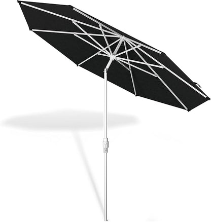 Midtown Umbrellas The Swilt 8 Feet Patio Umbrella in Sunbrella Spectrum Carbon Acrylic Fabric - Fiberglass Ribs, Auto-Tilt Aluminum Frame For Backyard, Deck, Garden, Pool - White Pole