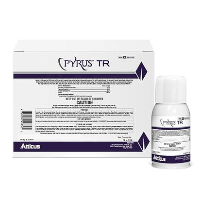 Atticus Pyrus TR Greenhouse Fogger (12 Pack) - Total Release Pyrethrin Insecticide/Miticide - Controls Mites, Thrips, Aphids, Whiteflies, Fungus Gnats (Packaging May Vary)
