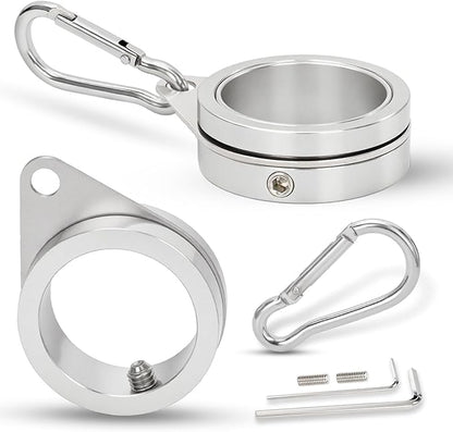 1.25" Flag Pole Rings, 2 Pcs Aluminum Alloy Spinning Flag Pole Ring Clips Swivels, 360° Rotating Anti Wrap Flagpole Ring Hardware with Aluminum Carabiners for 1.02-1.25" Diameter