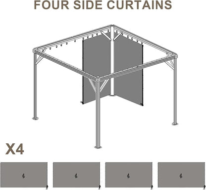BPS 10' x 10' Gazebo Curtain Privacy 4-Panel Sidewall Outdoor Replacement Shade (Only Curtain)