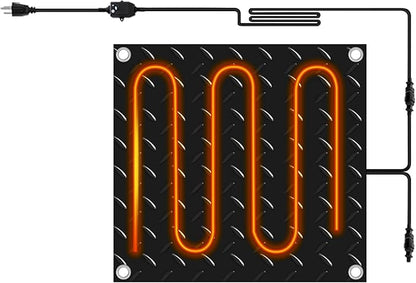 Riakrum 1 Pcs Heated Snow Melting Mats Outdoor, 30 x 30 in Winter Anti-Slip Heated Rubber Mat for Walkways Decks and Sidewalks, Snow and Ice Melting Pads Connection with 9.84 ft Power Cord