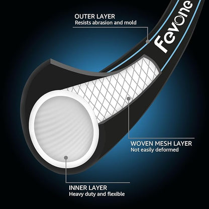 Fevone Garden Hose 100 ft., Lightweight Hybrid Water Hose, Flexible and Durable, Leak-Free Connections