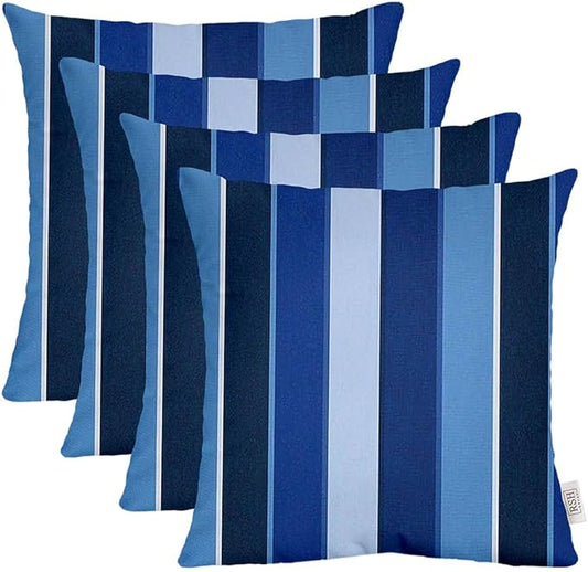 RSH DECOR: Sunbrella Square Throw Pillows Set of 4 | 24" x 24" | Water and Fade-Resistant Performance Fabric | Outdoor Pillow Covers with Down-Alternative Inserts | Milano Cobalt