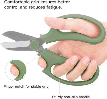 Housolution Flower Scissors, Strong Floral Shears, Premium Steel Garden Pruning Shears Floral Fruits Leaf Scissors Hand Pruner Snip Trimming Tool for Gardening Flower Arrangement, Avocado Green