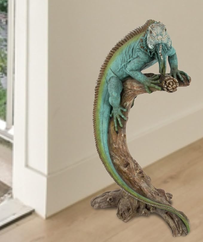 Large Iguana Garden Statue – 22” Realistic Lizard Sculpture for Indoor or Outdoor Use | Tropical Reptile Decor for Patio, Lawn, Poolside, or Home Display – Cast Polyresin Full Color