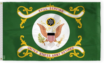 AGAS Large US Army Retired Flag 4x6 Ft - Printed 200 Denier Outdoor Nylon - Double Stitched Edges Canvas Header Brass Grommets - Big Size United States Army Retired Flag