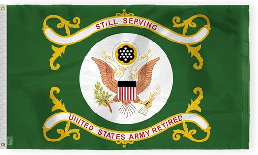 AGAS Large US Army Retired Flag 4x6 Ft - Printed 200 Denier Outdoor Nylon - Double Stitched Edges Canvas Header Brass Grommets - Big Size United States Army Retired Flag