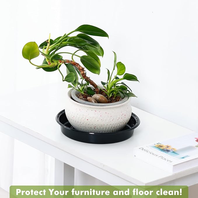 Plant Saucer 15 Pack Plant Trays for Pots 8 Inch Plastic Plant Saucers for Outdoors and Indoors Black Drip Trays for Potted Plants Flower Pot Plates to Catch Water Plant Drainage Dishes No Holes