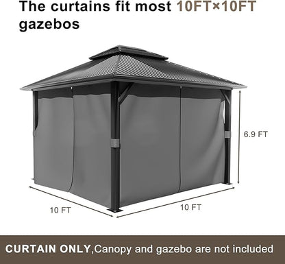 BPS 10' x 10' Gazebo Curtain Privacy 4-Panel Sidewall Outdoor Replacement Shade (Only Curtain)
