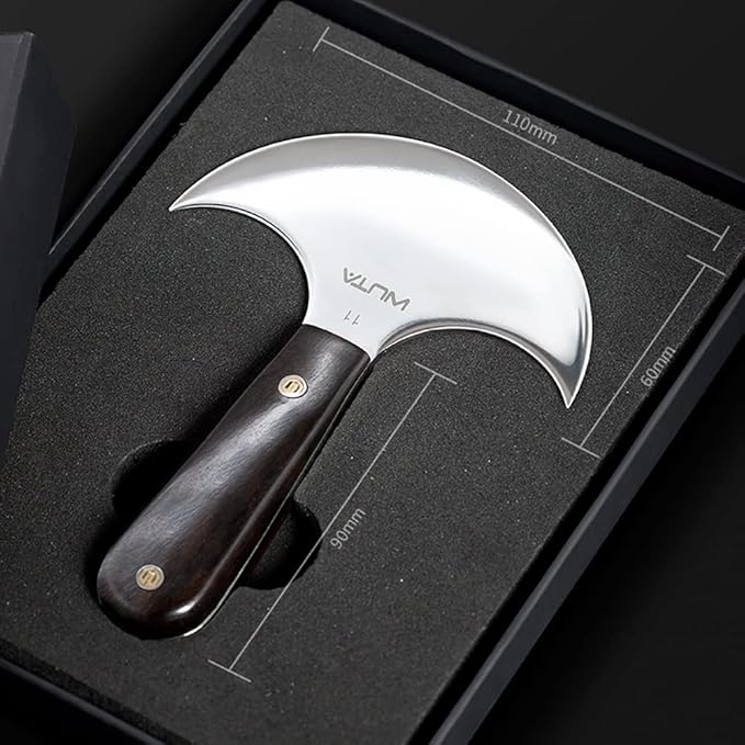 WUTA Leather Cutting Knife Ultra Sharp Round Head Craft Skiving Cutting Tools Round Leathercraft Knife DIY Handmade Senior Leather Tools (11# 4 inches)