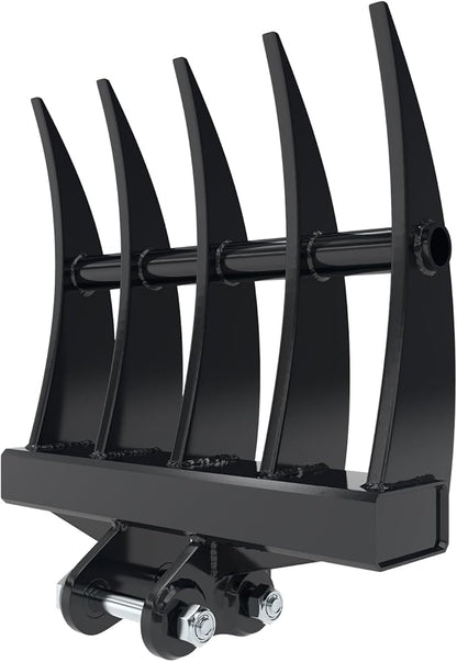 Mini Excavator Attachment Rake, Metal Wide Backhoe Rake Fit for 0.8T-1.5T Mini Excavators - Upgraded High-Thickness Steel‌ - Replace Hydraulic Tilt Excavator Attachment