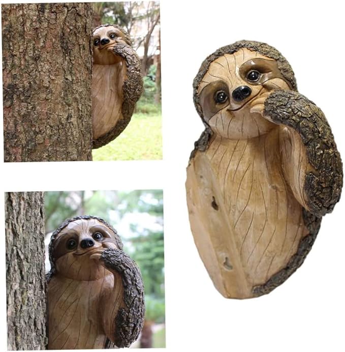 Sloth Tree Hugger, Outdoor Decorations, Resin Garden Sculpture Ornament, Tree Peeker Statue, Halloween Gardening Gifts for Housewarming, Handmade with Details, Durable & Waterproof