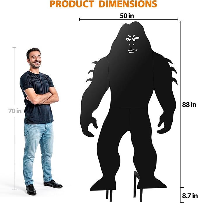 7.4Ft Tall Bigfoot Metal Outdoor Decor Big Foot Sasquatch Gifts for Men/Women/Dad Unique Bigfoot Silhouette Statues Perfect for Patio and Lawn Decor, Garden Decor, Yard Art, Yard Display