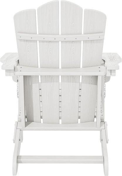 KINGYES Folding Adirondack Chair Set of 8, HDPE All-Weather Folding Adirondack Chair, White