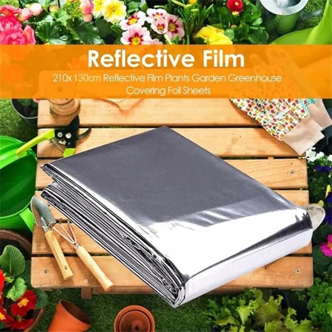 Reflective Plant Growing Film Silver Mylar Sheet Indoor Greenhouse Light Reflecting Material Multi Purpose Garden Tent Covering 130x210cm For Temperature Control(130cm X 210cm)