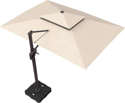 10' X 13' Patio Umbrella with Base Included Outdoor Large Rectangle Offset Cantilever Umbrellas Double Top Heavy Duty Windproof with 360-degree Rotation for Pool Garden Deck