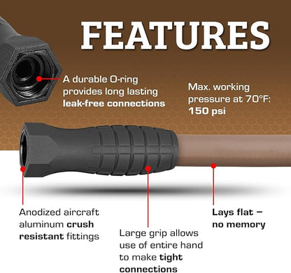 Flexzilla Colors SwivelGrip Garden Hose 5/8 in. x 25 ft., Lightweight All-Weather Water Hose, Durable and Flexible, Leak-Free Connections, Brown Mulch