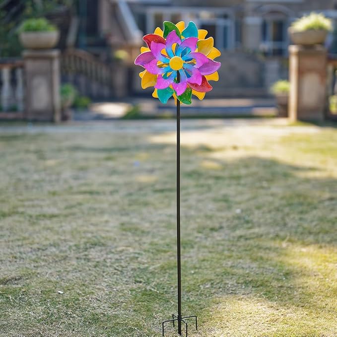 DREAMSOUL 13" Wind Spinners Outdoor, Colorful Wind Spinners Yard Art for Garden Patio Lawn Decor (63 * 13 Inches)