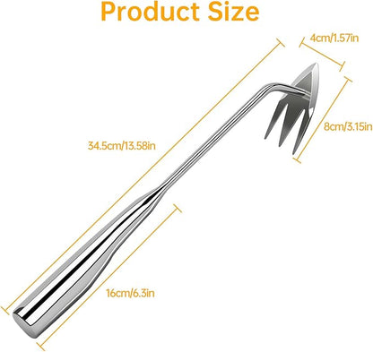 Manual Weed Remover Tool for Lawn and Garden, Heavy-Duty Weed Puller Tool 3-Tooth with Ergonomic Handle, Uprooting Weeding Tool for Gardening Backyard Farm