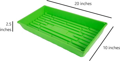 SUNPACK 10" x 20" Mega Plastic Seed Starting Tray, Green, 2.5" (Pack of 10) - No Drainage Holes, Ideal for Greenhouses or Indoor Gardening - Made of Thick, Strong Plastic
