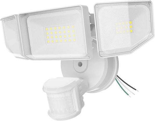 85W LED Security Lights Motion Sensor Light Outdoor, 8500LM Dusk to Dawn, IP65 Waterproof, 6500K, 3 Head Motion Detected Flood Light, Floodlight for Outside, Garage, Yard, Porch (White)