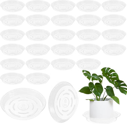 Saucer 30 Pack Plant Trays for Pots 10 Inch Plastic for Outdoors and Indoors Clear Drip Trays for Potted Plants Flower Pot Plates to Catch Water Drainage Dishes No Holes