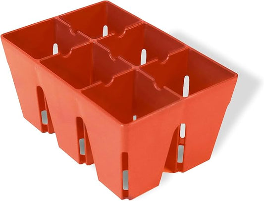 Epic Gardening Reusable Seed Starter Tray - 6 Cell/24 Seedling Starter Trays - Easy Watering, Indoor Greenhouse, Plant Starter, Gardener-Friendly for Seedlings | UV-Treated & BPA-Free - Terracotta