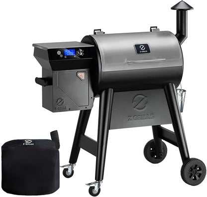 Z GRILLS Wood Pellet Grill Smoker with PID 2.1 Controller, 459 SQ.IN, 450°F Max Temperature, 8 in-1 BBQ Grill, LCD Screen, Meat Probes, Rain Cover, Backyard Camping Bake and Roast, 450E