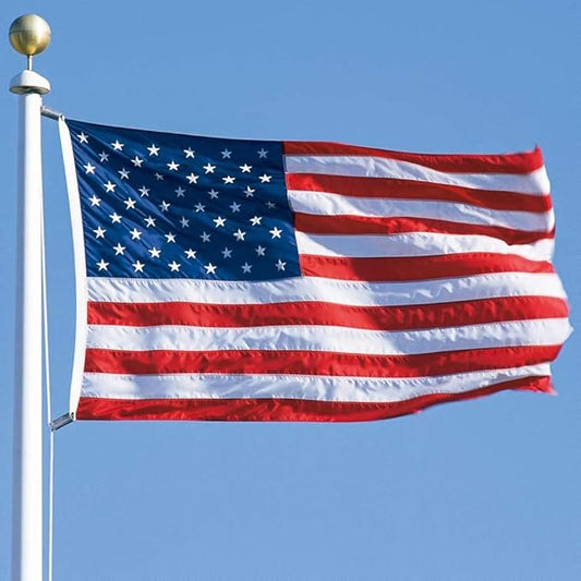 American Flag 5x8 FT Embroidered Stars, Sewn Stripes, Brass Grommets Polyester USA US Flag Long Lasting for Outdoor Use