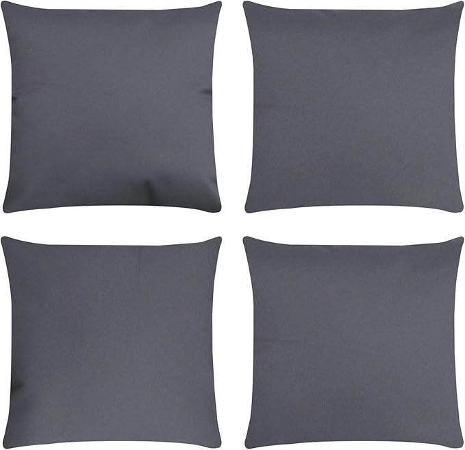 Covers & All Premium Square Throw Pillow Inserts with Covers Set of 4, 16 x 16 Inches Charcoal Gray, Decorative Cushions for Couch Sofa Home Decor Office Travel UV Resistant Waterproof Soft Cushions