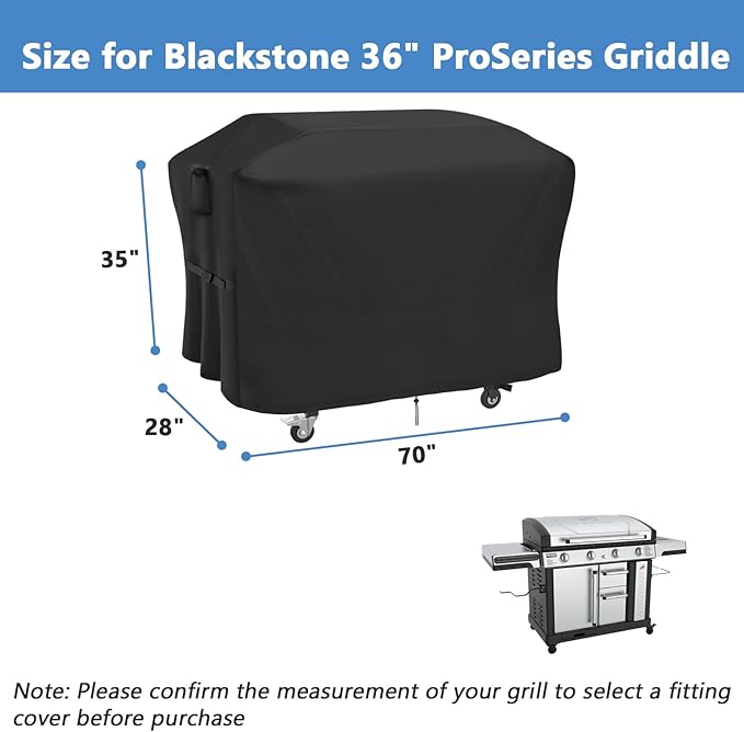 Grill Cover for Blackstone Model 2307 ProSeries 4-Burner 36 Inch Propane Griddle with Stainless Steel Cabinet, Outdoor Waterproof BBQ Griddle Cover - 70 x 28 x 35 Inch