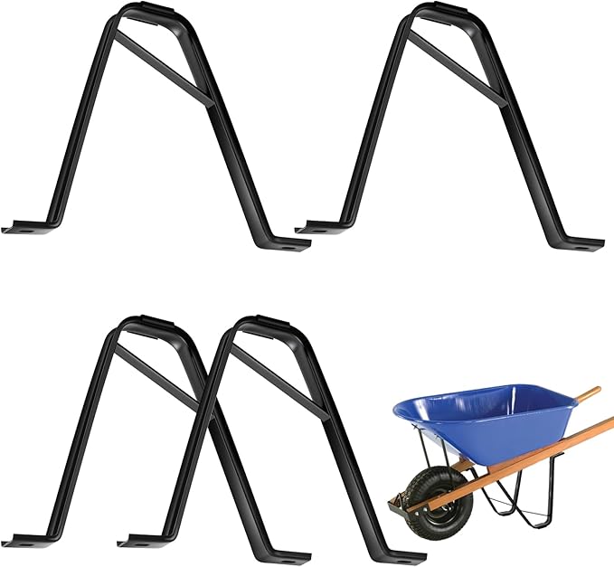 4 Pcs Heavy-Duty Steel Wheelbarrow Stands Trolley Replacement Parts Wheel Barrel Carretilla Bracket for Construction Wheelbarrows Yard Carts Carretillas para Construction Garden Carts