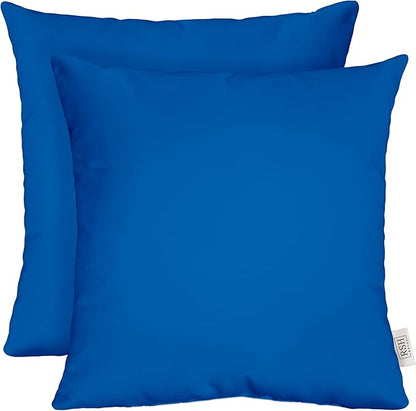 RSH DECOR: Sunbrella Square Throw Pillows Set of 2 | 17" x 17" | Water and Fade-Resistant Performance Fabric | Outdoor Pillow Covers with Down-Alternative Inserts | Canvas Pacific Blue