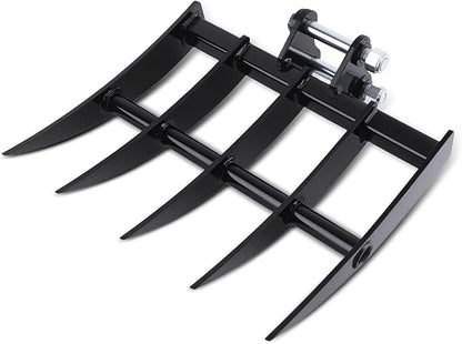 maXpeedingrods Mini Excavator Rake, Wide Backhoe Rake for 0.8-1.5T Excavators, Hydraulic Tilt Excavator & Backhoe Attachment for Excavator