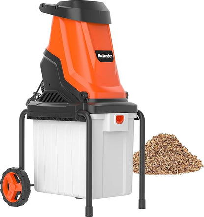 MAXLANDER 15-Amp Electric Wood Chipper, Shredder Mulcher with 50L Collecting Bin, 1.8-Inch Cutting Diameter for Mulching, Composting and Yard Cleanup 15:1 Reduction