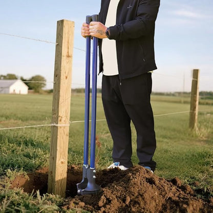 Heavy Duty Post Hole Digger for Fence Posts - Hole Digger with Fiberglass Handle, Durable Soil Digger Garden Tool for Agriculture, Gardening, and Landscaping,56 Inches,Blue