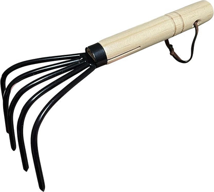 Garden Guru Hand Rake Cultivator Claw Soil Tiller - Military Grade Steel - Rust Resistant - 5 Tine Japanese Ninja Claw - Comfortable Wood Handle - Perfect Pulverized and Aerated Soil (2 Pack)