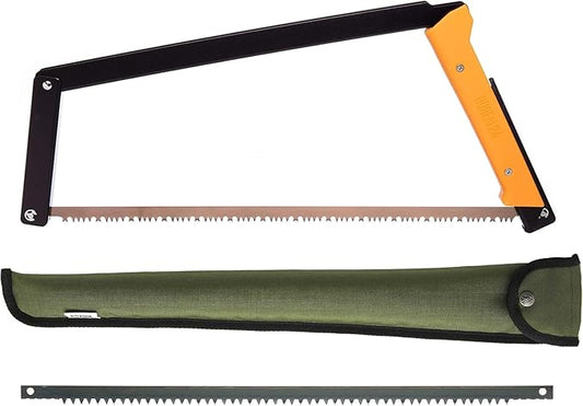 AGAWA - BOREAL24 Tripper Kit - Includes 24" Folding Saw, Nylon Carrying Case, 24" All-Purpose & 24" Aggressive Blade - For Camping, Hiking & Survival Gear (Black Frame/Yellow Handle)