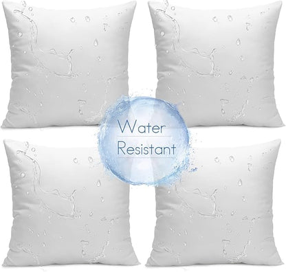 Ashler 16 x 16 Outdoor Pillow Inserts Set of 4 Water Resistant Throw Pillow Inserts Hypoallergenic Pillow Insert for Patio, Bench, Garden, Indoor Outdoor Decorative
