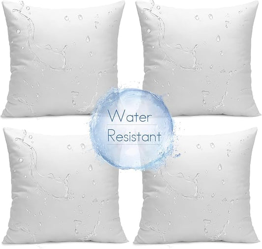 Ashler 16 x 16 Outdoor Pillow Inserts Set of 4 Water Resistant Throw Pillow Inserts Hypoallergenic Pillow Insert for Patio, Bench, Garden, Indoor Outdoor Decorative