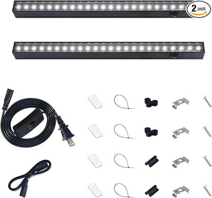 Barrina T5 Plant Lights for Indoor Growing, 1FT 10W (2 X 5W) Led Grow Light with Magnetic Design, Full Spectrum Grow Light Strip with Black Cover, Plug and Play, 5000K, 2 Packs