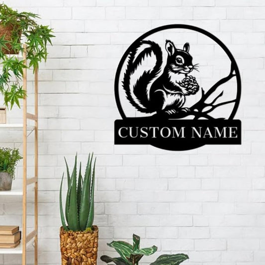 Personalized Squirrel Metal Wall Art,Custom Squirrel Metal Name Sign,Home Decor,Garden Decoration,Squirrel Lover Gift,Housewarming Gift squirrel