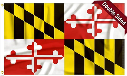 FLAGWIN Maryland Flag 3x5 FT - 3 Ply Double Sided Polyester Flag with Brass Grommets - Vivid Color and Fade Proof State of Maryland Flags 3x5 Outdoor