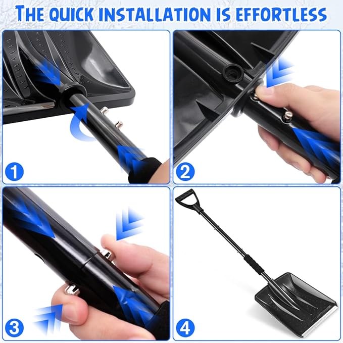 Snow Square Shovel, Shovels for Digging with D-Handle, Overall 41-Inch Long Garden Shovel for Car, Garden Tools, Black