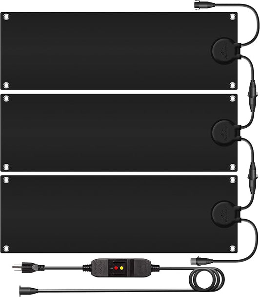 Walensee Snow Melting Mats Outdoor for Stairs, 10" x 30" 3-Pack Graphene Heated Outdoor Mats with Plug, No-Slip Rubber Snow Heating Mats, Ice Melts Pads Winter Sidewalks, Steps, Decks Snow Removal