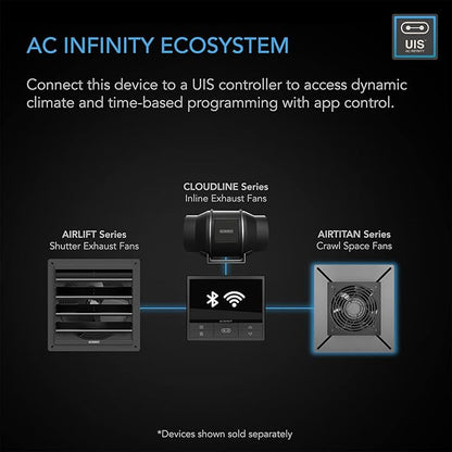 AC Infinity AIRLIFT S12, Shutter Exhaust Fan 12” with 10-Speed Controller, EC Motor - Wall Mount Ventilation and Cooling for Sheds, Attics, Workshops, and Greenhouses