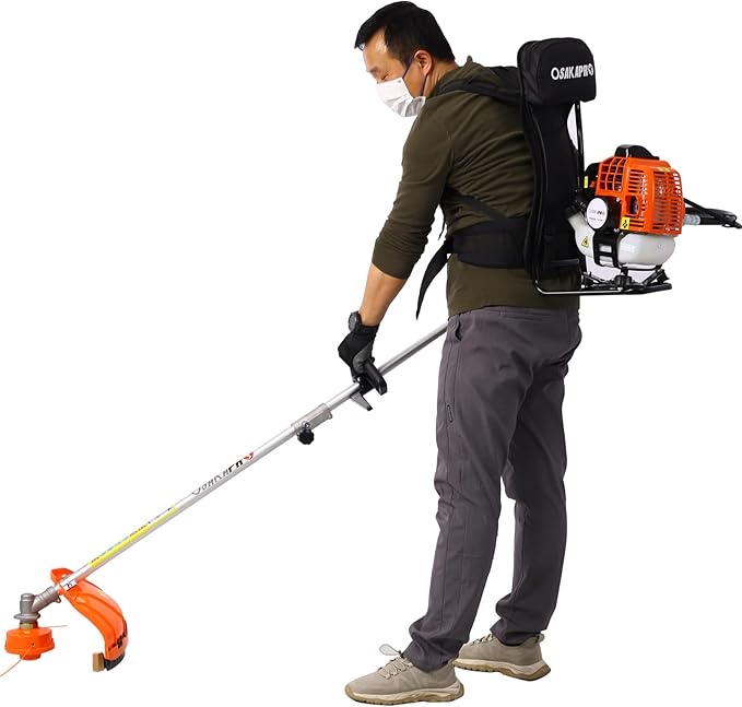 4-in-1 Backpack String Trimmer Weed Eater,52CC 2-Cycle Multi Garden Tools with Gas Pole Saw, Hedge Trimmer, Grass Trimmer and Brush Cutter EPA Compliant, Lawn Mower Weed Wacker Edger for Yard
