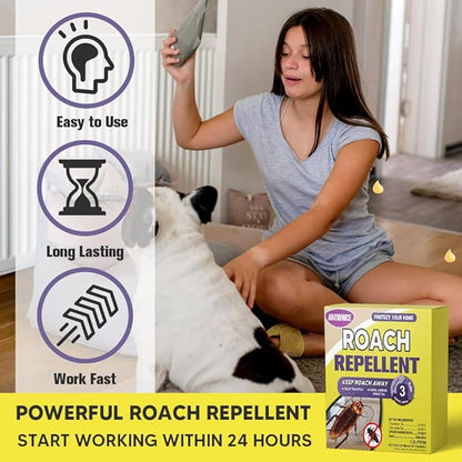 Roach Repellent for Indoor Use, Cockroach Repellent for Kitchen, Roach Repellent for Home,Car,Pet and People Safe,Simple to Use – 4 Pack